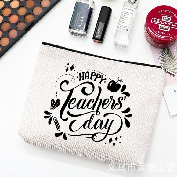 Cotton Linen Zipper Cosmetic Bag - Picture 2 of 2